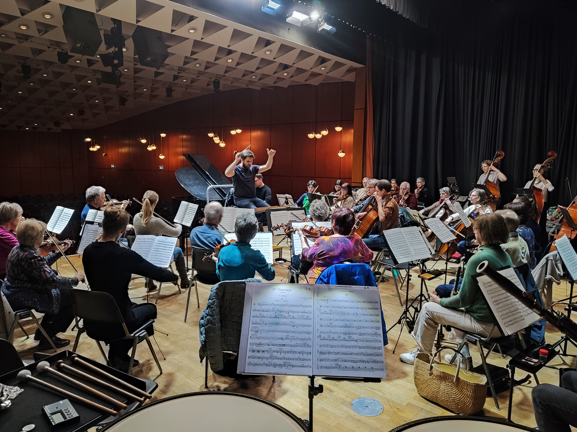 Das Sinfonie-Orchester der BASF-Mitarbeiter bereitet sich auf ein Konzert vor. Foto: BASF