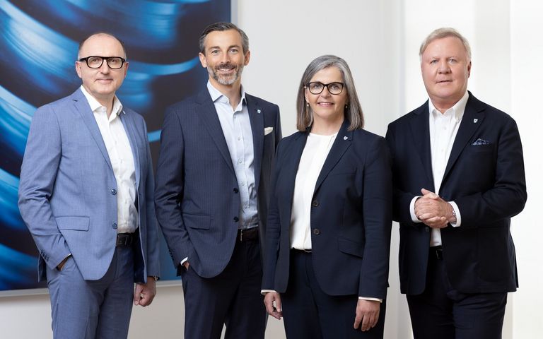 Vorstand der Röchling-Gruppe (v.l.n.r.): Dr. Daniel Bühler, Raphael Wolfram, Evelyn Thome und Franz Lübbers
