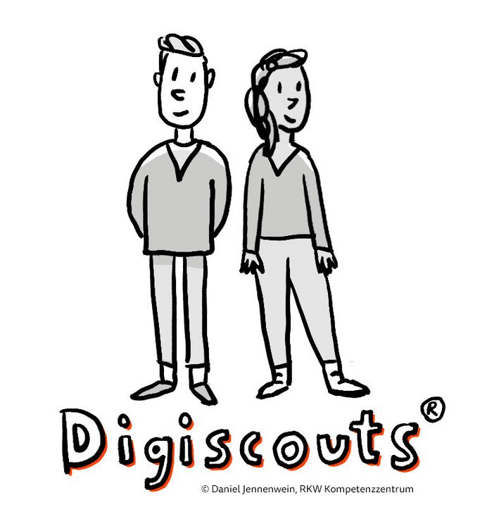 Das Logo der Digiscouts. Illustration: Daniel Jennenwein/RKW Kompetenzzentrum