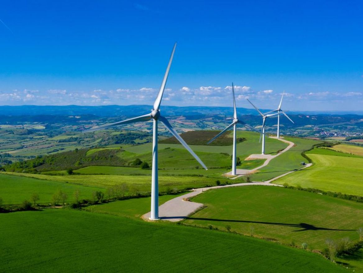 Ein Windpark in Deutschland
